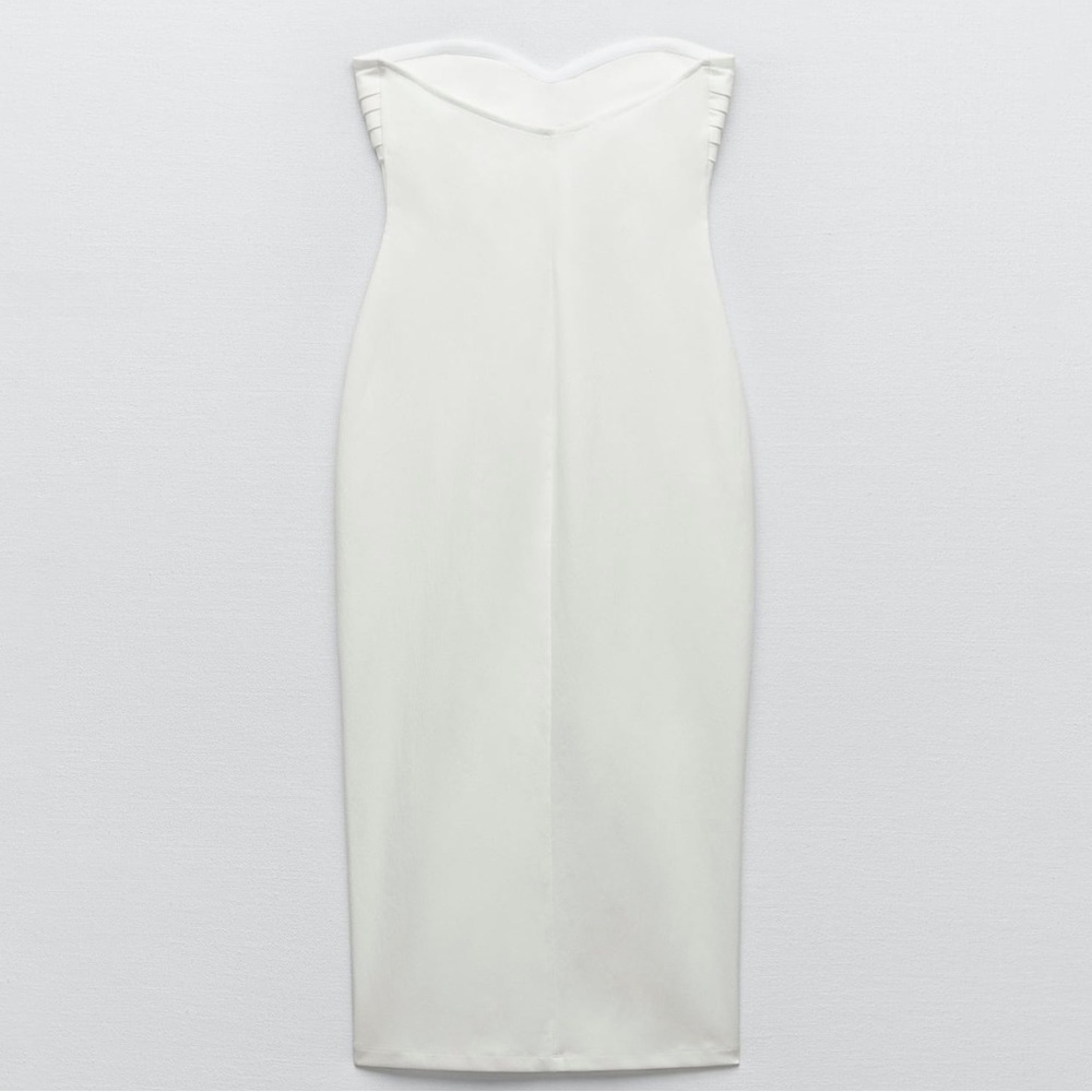 Zara STRAPLESS MIDI DRESS. NWT. White. Sizes S, L. - Picture 7 of 7